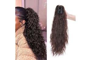 S-NOILITE Claw on Ponytail Coda di Cavallo Extension Capelli Veri Clip Ombre Naturale Parrucchino Ricci Posticci Donna 60cm Mais Ondulato Marrone medio