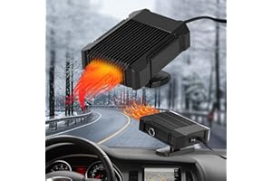 FDKene Calefactor para Coche de 12V, Calentador De Coche Portátil, Calefactor con Ventilador 150W Calefacción Rápida Refrigeración 2 en 1, Desempañador y Descongelador Parabrisas, Giratorio de 360°