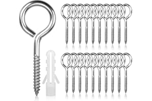 HATANSE 20 Pièces Œillets de Vis en Acier Inoxydable M5 x 65 mm Piton à Visser Lourde Vis à Œillet Crochet à Visser Argenté