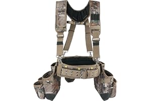 MELOTOUGH Camo Tool Belt with Suspenders Camouflage Tool Bag Supenders Framers Comb Apron Tool Belt Construction Tool Pouch Suspenders Heavy Duty Carpenter Suspension Rig for Electrician