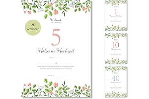 Frank Paperman® | Geschenk zum 5. Hochzeitstag Urkunde| Ehejubiläum | hölzerne Hochzeit Geschenk | floral | Geschenke zum 5 Hochzeitstag | Vordruck im DIN-A4-Format