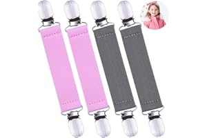 wisdompro 4 Pack Glove Clips, Mitten Clips with Elastic Straps for Kids, Toddle and Adults, Clothes Waist Cinch Clips, Sweater Cardigan Clips
