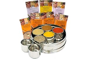 Offer Shop Indian Spices for Cooking with Stainless Steel Dabba with Clear Lid - 7 Authentic Kitchen Masala Powder | Perfect Cooking Gift