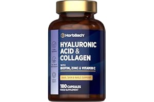 HORBÄACH Collagen Supplement with Hyaluronic Acid | Type 1 & 3 Hydrolysed Collagen Peptides | High Strength Complex with Biotin, Zinc and Vitamin C | Hair, Skin and Nails Formula | 180 Capsules | by Horbaach