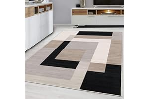 Hafaa Area Rugs for Bedroom - Large Rugs Living Room 120 x 170 Cm Geometric Style Modern Floor Carpet Non Shedding Soft Touch Rug Easy to Clean(Milo Neutral)