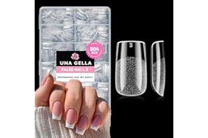 UNA GELLA Tips für Gelnägel Kurze Square, 504 Stück 12 Größen Vorgeformte Soft Gel Nagelspitzen, Full Cover Press On Nail Tips für Nagelverlängerung & DIY Nagelstudio zu Hause
