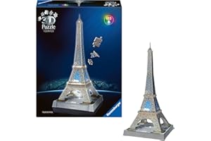 Ravensburger 3D Puzzle Iconics: 12008024 Eiffelturm - mit Licht - Das Wahrzeichen von Paris als detailgetreues und beleuchtetes Modell