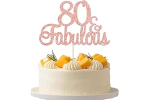 Gyufise 3Pcs 80 & Fabulous Cake Toppers Rose Gold 80 Birthday Anniversary Cake Toppers for 80 Birthday Anniversary Party Decorations Happy 80th Birthday Cake Decorations Supplies