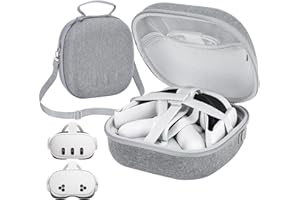 PLOWAROE Hard Tragetasche kompatibel mit Meta Quest 3S/Quest 3 Offizielle Original/Elite Strap VR Gaming Headset, tragbare Travel Vision Pro Case für Touch Controller Zubehör