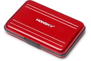 Honsky Aluminum UHS-I SD Micro SD SDHC SDXC TF SecureDigital Memory Card Carrying Case Holder Organizer Box Keeper for Computer Camera Media Storage Organization,Red