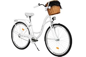 ‎MILORD MILORD Damenfahrrad Citybike Komfort Mit Weidenkorb Vintage Fahrrad, 26, 28 Zoll, 1-Gang
