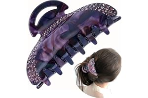 ACCENT AIGU Molletta per capelli viola madreperlato con strass, accessorio originale, clip in acetato di cellulosa, dimensione 9 x 3 cm, numero di pezzi 1