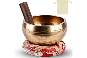 MEYAGOT Petit bol chantant tibétain, ensemble de bols chantants tibétains, avec maillet en bois et coussin pour bol chantant de 8 cm, pour le yoga, la détente, l'auto-hypnose, cadeaux uniques pour les femmes