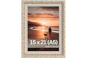 Victor Marcos de Fotos Vintage Rubens Beige Oro en 15x21 cm (A5) - Moldura: 30x20mm - Barroco - Antiguo - Vidrio Auténtico - Marco A5 Vintage