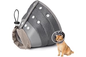 Avont Cat Cone Collar Soft, Adjustable Foldable Recovery Collars to Stop Licking After Surgery for Small Dogs, Puppies and Kittens, Elizabethan Neck Cone of Shame Alternative -Darkgrey(S)