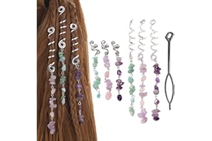 XCSJ 6 PcsDreadlocks Schmuck Haarspiralen Clips Dreadlocks Perlen Dreadlocks Haarspange Spiral Haarspangen Haarschmuck Braids Zöpfe Schmuck Haar Dreadlocks Zubehör Für Halloween, Weihnachten (Silber)