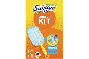 Swiffer Zestaw do Usuwania Kurzu, 1 Rączka + 4 Miotełeki do Kurzu, Przyciągają i Zatrzymują nawet 3 Razy więcej Kurzu i Włosów niż Tradycyjna Miotełka do Sprzątania
