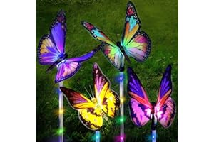 SOLARBABY Lampe Solaire Exterieur Jardin,4 Pièces Lampes solaires à piquets Papillon LED Multicolore changeant,lumière Solaire pour Jardin, clôture, Patio, terrasse, Cour, allée Décoratives