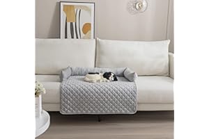 OKYUK Letto per Cani Lavabile a Mano, Cestino, Coperta, Divano, Copridivano Super Morbido Antiscivolo per Cane di Taglia Grande (75 x 75cm, Grigio)