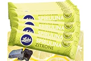 LINECASE Snack Bag - 10x 40g Bio Fruchriegel + Spirulina - Zitrone | Bio&Vegan Riegel | aus kontrolliert Biologischen Anbau| Fruchtschnitte