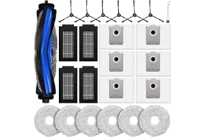 ‎KTNAID 24 Stück Zubehör für Ecovacs Deebot T50 PRO Omni / T50 Omni / T50 Omni Gen2 Saugroboter, Ersatzteile mit 1 Hauptbürste, 6 Wischtücher, 6 Staubbeutel, 4 Filter, 6 Seitenbürsten, 1 Reinigungsbürste