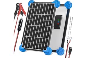 POWOXI 10W 12 Volt Solar Car Battery Trickle Charger Maintainer Waterproof Solar Panels Kit 12V Batterys, 10Watt Solar Panels for RV Boat Car Motorcycle Snowmobile
