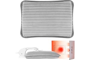 hYwecy Rechargeable Electric Hot Water Bottle,Portable Rechargeable Hot Water Bag,Hand and Shoulders Pain Relief (Grey)