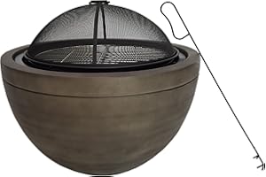 CALLOW RETAIL County Deluxe Wood Firepit with Spark Guard, Poker and BBQ Grill