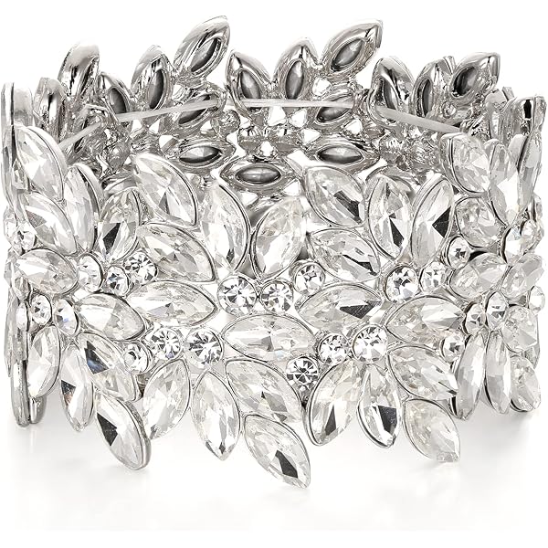 EVER FAITH Bracciale Donna In Cristallo Austriaco E Perle Simulate, Colore Avorio Crema, Elegante - 4