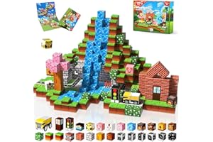 GraceDuck Magnetyczne Klocki 100 Elementów - Kreatywny Zestaw Konstrukcyjny Łąka i Droga, Edukacyjna Zabawka Montessori dla Dzieci 3-9 lat Chłopcy i Dziewczynki - Idealny Prezent na Dzień Dziecka