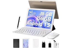LEVIRTU Tablet 10 Pulgadas Android 15 con 5G WiFi 6, 36GB RAM+256GB ROM(1TB Ampliable), Octa Core 2.0 GHz Tableta, 8000mAh, 8MP Camera, Bluetooth 5.0, Tablet con Teclado (Or)