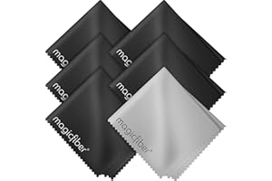 MagicFiber Chiffons de Nettoyage en Microfibre pour Tous Les écrans LCD, tablettes, objectifs et Autres Surfaces sensibles (5 Noir et 1 Gris, 15,2 x 17,8 cm)