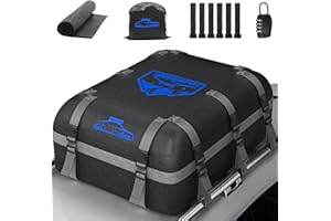 BOYUJK Car Roof Bag 20 Cubic/566 L, Waterproof 1000D Car Roof Bag no Rack Needed, Roof Box with Anti-Slip Mat and 10 Heavy-Duty Straps, Folding Soft Roof Bag for Cars with/Without Rack（ Oxford 566L ）