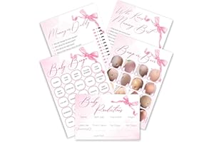 PINK BEE Baby Shower Games Bundle, Pretty Pink Bow Theme, Baby Bingo, Baby Predictions, Who Knows Mummy Best, Mummy or Daddy and Bump or Beer Belly, 5 Fun Games for 10 Guests