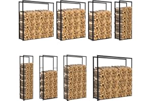 Lospitch Kaminholzregal Brennholzregal aus Stahl, Holzbutler in bis zu 8 Größen wählbar, stabil Brennholz Holzhalter, Größe:25x60x150 cm (DxWxH), Schwarz