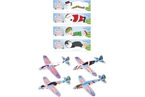 HENBRANDT Pack of 12 Christmas Gliders Kids Polystyrene Flying Gliders Xmas Stocking Fillers Toy Loot Bag Fillers Christmas Eve Party Favours Poly Gliders for Girls and Boys