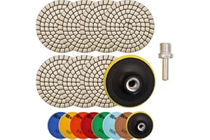 HIGHDRIL Pastiglie per lucidatura diamantata a secco, set di piastre #50/100/200/400/800/1500/3000+M14, 9+7 pezzi