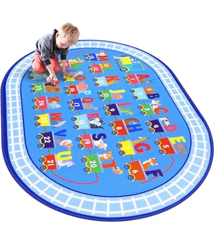 PartyKindom Educational Kids Play Mat - Giant 78x59 Inch ABC Learning Rug With Non-Slip Backing