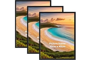Hoikwo Lot de 3 Cadres 30 x 40 Noir - Cadre Photo Poster 30x40 cm PVC Léger, Pour Certificats, Affiches, Décoration Murale, Multi-Suspension