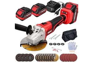 TEENO Amoladora Angular a Batería 2 * 4.0Ah,9100RPM Amoladora Angular Eléctrica sin Escobillas,0-4500/0-6500/0-9100tr/min，Discos de corte 125mm，Para Cortar y Amolar con Precisión