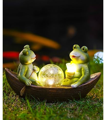 Garten Deko Figur Frosch Familie 13x32cm Keramik Gartenfigur Grün