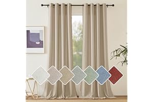 ‎PONY DANCE PONY DANCE Linen Curtains for Bedroom Leinenvorhänge mit Ösen 2er Set H 245 x B 140 cm Khaki, Wohnzimmer Vorhänge Leinenoptik Halbtransparent Gardinen Leinen Boho Style