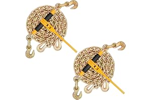 VEVOR Kedje- och pärmkit, 3/8"–1/2" spärrbelastningspärmar 4 170 kg arbetsbelastningsgräns, 3/8" x 25" G80 kedjor med greppkrokar, spärrpärmar och kedjor för lastbil, knytning, dragning, 2 set