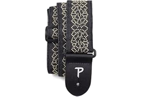 P PERRI'S LEATHERS LTD. Perri's Leathers Ltd. - Sangle de Guitare - Nylon - Jacquard - Strass - Ajustable - Pour Guitares Acoustiques/Basses/Électriques - Fabriquée au Canada (TWSR-7107)