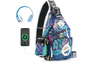 Augot Brusttasche Herren Damen, Wasserdicht Umhängetasche Sling Bag Klein Crossbody bag mit USB-Ladenanschluss Schultertasche Handtasche für Wandern, Radfahren, Wandern, Radfahren, Reisen, Sport