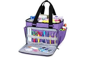 Yarwo Borsa per Kit Cucito, Organizer per Set Cucito, Borsa Tote con più Tasche per Accessori da Cucito