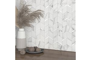 M MOFIT Marble Peel and Stick Tile Stickers for Kitchen,Self Adhesive Mosaic Wall Tiles for Bathroom Diamond(5Sheets,White Silver)