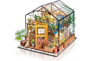 Robotime Poupées en Bois modèle Kits rénovation de Meubles - Kit de Construction Woodcraft Green House Bricolage - Jouets éducatifs, Mini Maison Miniature Diorama à la Main (Garden House)