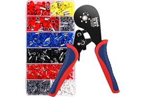 ANXINGTOOLS Kit d'outils de sertissage de virole, pince à sertir à fil hexagonal pour 0,08-16 mm² avec 1200 bornes d'extrémité de fil de cuivre rouge, outil de sertissage de fil à cliquet (Crimping Tool Kit)