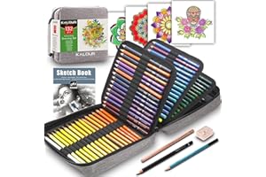 Ccfoud 120 Buntstifte-Set, mit Malbuch für Erwachsene und Skizzenbuch, farbloser Mixer für Künstler, weicher Kern, ideal zum Zeichnen, Skizzieren, Schattieren, Künstlerbedarf für Anfänger und Kinder